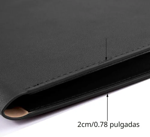 Vista 4 de Carpeta de archivos A4 de cuero PU Portafolio impermeable con cierre magnético invisible, color negro