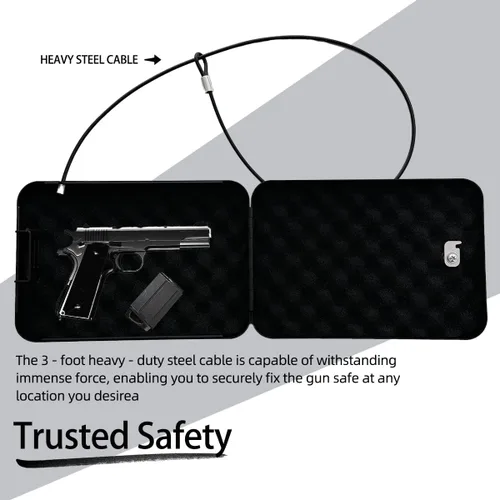 Vista 4 de Pistola, caja fuerte portátil de viaje para armas de fuego, caja fuerte para pistola, caja fuerte para armas de fuego en el automóvil con cerradura