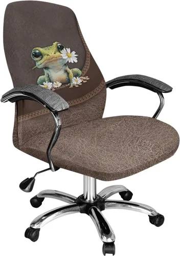 Vista 38 de Xoenoiee Bee Floral Print Office Chair Covers, Stretch Computer Boss Chair Cover with Button High Back Chair Slipcover Anti-Dust Rotating Chair