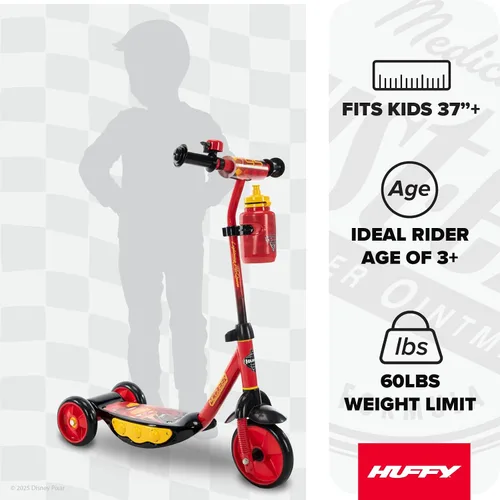 Vista 11 de Huffy Scooters de 3 ruedas para niños pequeños, varios colores/gráficos de Coches Rojo