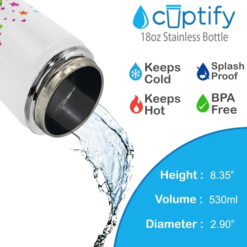 Vista 4 de Cuptify Botella de agua personalizada de unicornio con tapa y funda protectora de silicona, regalo personalizado para niñas que creen en la magia