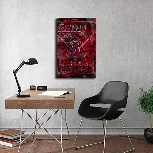 Vista 3 de Anaheim Póster de ángeles de béisbol, deportes, lienzo para pared, diseño de arte de pared, decoración del hogar (enmarcado, 8 x 12 pulgadas)