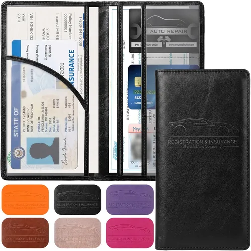Vista 18 de LumiMokki Portador Premium de Tarjeta de Registro de Automóvil y Seguro con Cierre Magnético, Organizador de Automóvil para Guantera del Vehículo