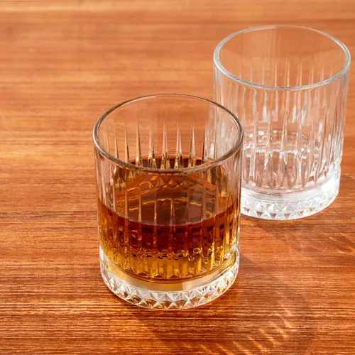 Vista 4 de Restaurantware Elysia - Vasos de whisky de 7 onzas, 12 vasos de corte de rocas, base pesada sin plomo, vasos de vidrio transparente, aptos