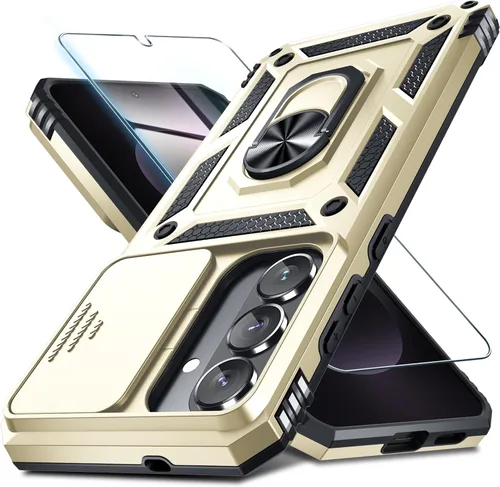 Vista 19 de Janmitta Compatible con Samsung Galaxy S24 FE Funda con Cubierta Deslizante Integrada para Lente de Cámara+Protector de Pantalla+Soporte de Anillo