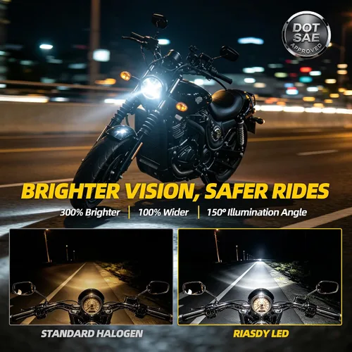 Vista 4 de 5 3/4 5.75 Pulgadas Faro LED para Motocicleta con Carcasa de Faro y Soporte DRL Ámbar para Motocicleta Compatible con Kawasaki Shadow para Motos