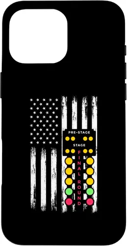 Vista 19 de American Flag Drag Strip Auto Tree Light Racecar Driver Case for iPhone 16