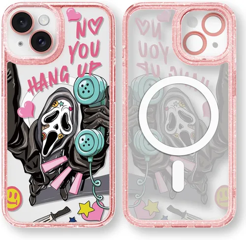 Vista 9 de Compatible para iPhone 13 Funda Bonita Estética - Funda para Teléfono Rosa con Purpurina con Protector de Cámara - Diseño de Cubierta