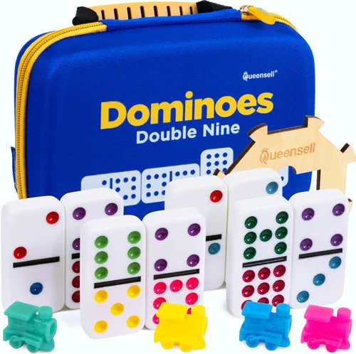 Vista 10 de Juego de dominó doble 9 – Juego de dominó para adultos y niños a partir de 8 años – Juego de dominó doble nueve, juegos de mesa clásicos – Juego