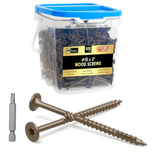 Vista 42 de #10 x 2-1/2" Tornillos para Terraza, 108 Piezas Tornillos para Madera con Cabeza Estrella, Tornillos para Madera Resistentes al Óxido para Negro