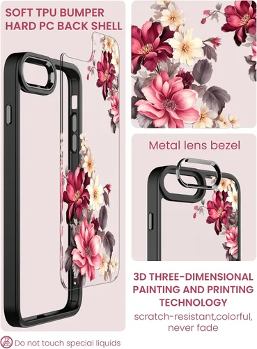 Vista 4 de Dretal Funda para iPhone 8 Plus, iPhone 7 Plus y 6 Plus, grado militar, probada contra caídas, parte trasera dura y borde suave, funda protectora