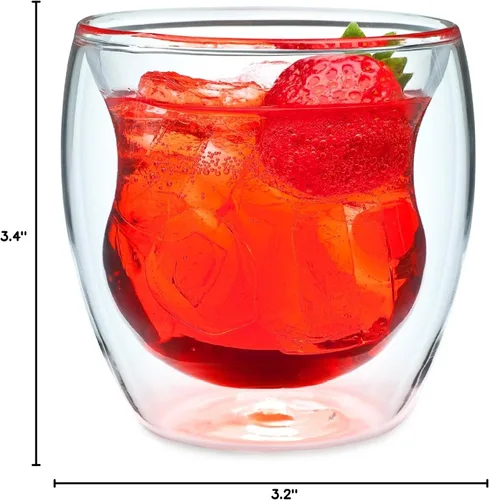 Vista 11 de Curva Artisan Series - Vasos y vasos de doble pared, juego de 4 vasos únicos de 8 onzas con aislamiento térmico