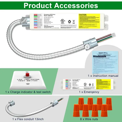 Vista 5 de Batería de reserva de emergencia de luz LED de 20 W, 150-200 VCC, controlador de emergencia LED recargable para luz LED regulable de 10-120 W