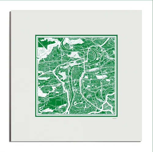 Vista 91 de O3 Design Studio Mapa de corte de papel de París, color negro mate, 20 x 20 pulgadas, arte en papel