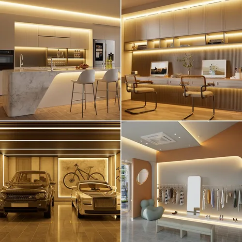 Vista 4 de MIWISE Tira de luz LED COB 20 pies/6.1m, CRI 90+ Luz blanca cálida 2700K Alta luminosidad súper brillante Flexible DC24V Tira de luz LED