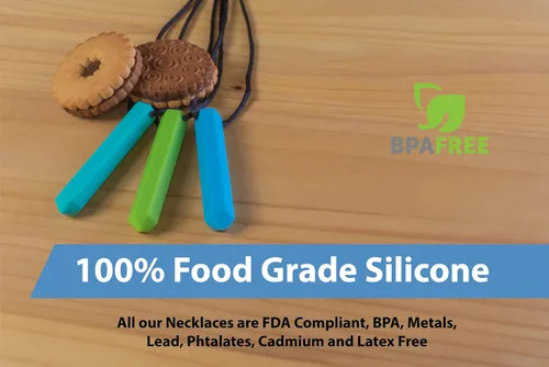 Vista 5 de Collar Sensorial de Lápiz 8 Piezas - Ideal para Niños o Adultos a los que les Gusta Morder o que Tienen Autismo - Juguetes Masticables de Silicona