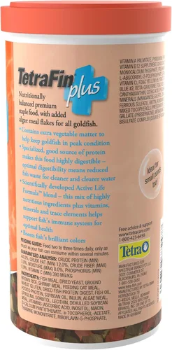 Vista 5 de TetraFin Plus Goldfish Flakes 7.06 onzas, dieta equilibrada, con algas para promover la salud