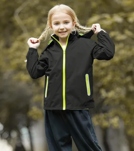 Vista 3 de SaphiRose Kids Rain Jacket Waterproof Raincoat Mesh Lined Coat with Removable Hood for Boys Girls