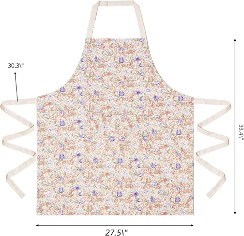 Vista 5 de Aoomzoon Delantales de cocina para mujer con 2 bolsillos, delantal ajustable vintage de doble cara para jardinería, cocina, arte, pintura