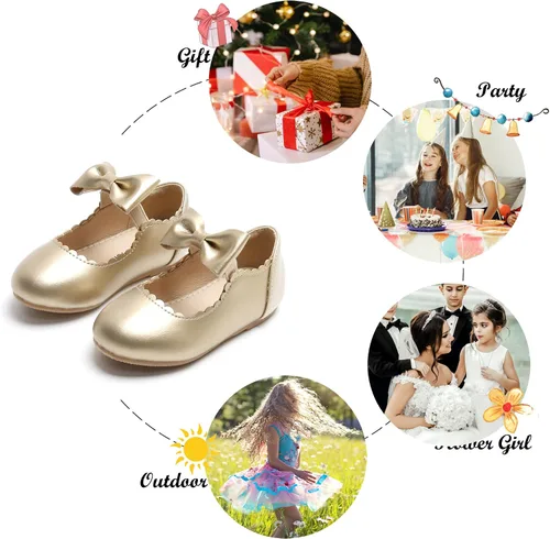 Vista 4 de Felix & Flora Zapatos de vestir para niña de las flores, zapatos planos de ballet para niñas, para fiestas, escuela, boda