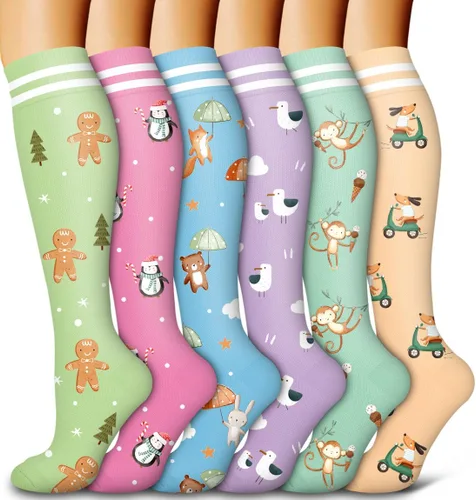 Vista 43 de Bluemaple Paquete de 6 calcetines de compresión de cobre para mujeres y hombres, el mejor apoyo para médicos, correr, enfermería, atletismo