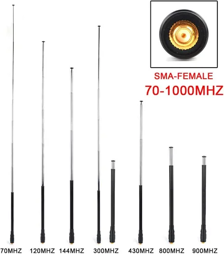 Vista 5 de HYS Antena telescópica de banda ancha de 70-1000MHz Antena de radio móvil SMA-hembra para BaoFeng UV5R UV5RE BF-888S Series Kenwood Quansheng TK11