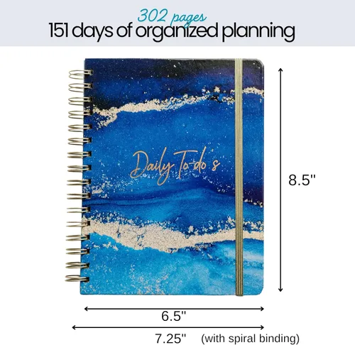 Vista 9 de Paper 'n Such Agenda simplificada con espiral, planificador diario sin fecha, cuaderno de tapa dura, artículos esenciales para la universidad