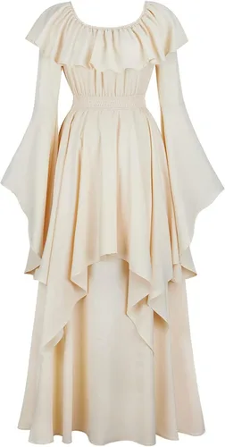 Vista 3 de Vestidos victorianos vintage para mujer, vestido de princesa irlandesa renacentista, vestido de hada, vestido de manga larga acampanada, vestido