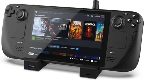 Vista 2 de Nyko Base de alimentación para Steam Deck Base de plataforma de vapor 6 en 1 Base de alimentación USB-C de carga rápida 2 puertos USB 3.1