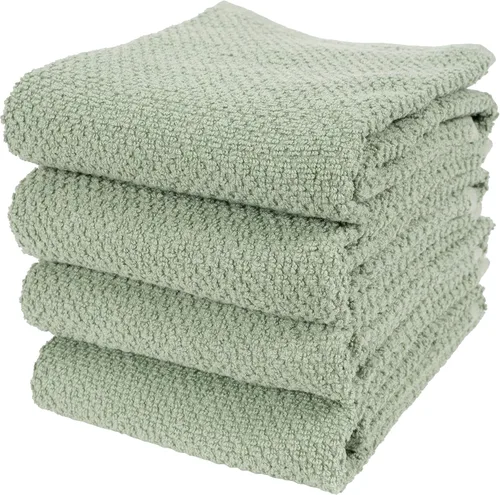 Vista 6 de KAF Home Juego de 4 toallas de cocina de rizo tipo palomita de lujo 20 x 30 pulgadas Paños de cocina 100% algodón (Verde Agave)