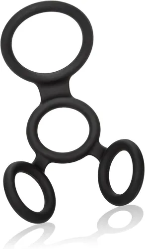Vista 8 de CalExotics Esparcidor completo de silicona con diseño de 4 anillas, potenciador de erección, (12757_negro)