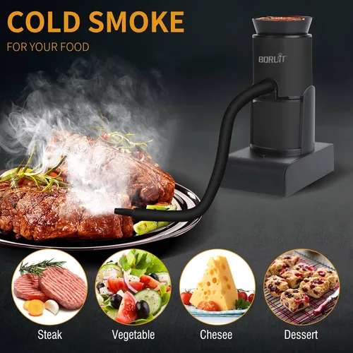 Vista 2 de BORUiT SK305 - Pistola de ahumar, infusor de humo portátil de mano, ahumador de cóctel, kit de ahumador de alimentos para cualquier carne, cóctel