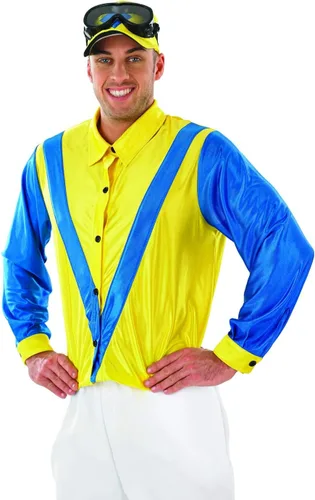 Vista 2 de Fun Shack Disfraz de jinete de caballo, disfraz de jockey para hombres, disfraz de Halloween de jockey, disfraz de jockey para adultos