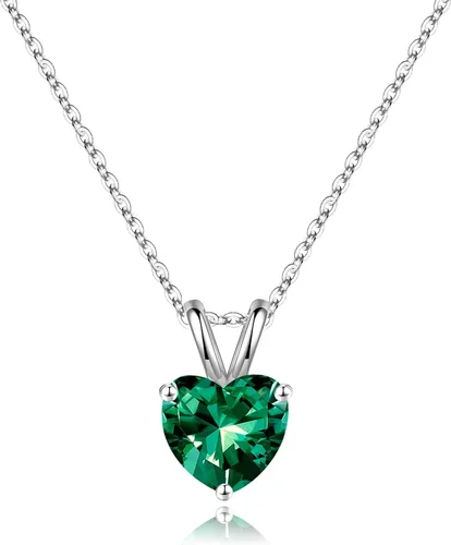 Vista 41 de SMILEST Dainty Heart Birthstone Necklace for Women, 925 Sterling Silver 01-enero-granate rojo