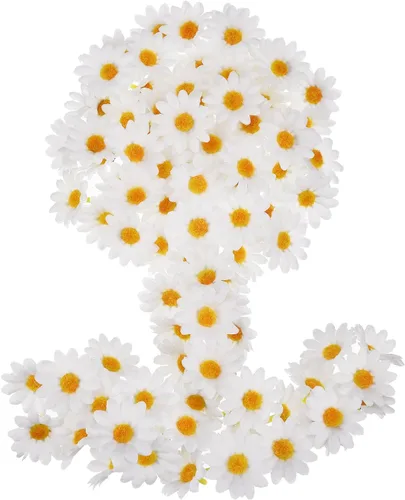 Vista 8 de WILLBOND 100 paquetes de flores de margarita de tela para decoración de Pascua, cabezas de flores artificiales de 4 cm, flores falsas para adorno