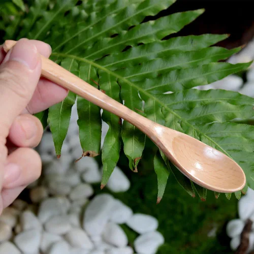 Vista 6 de Cuchara de café de madera de 6 pulgadas, cuchara de madera de haya natural, cuchara de postre para té de tarde, cuchara de té, agitadores de madera
