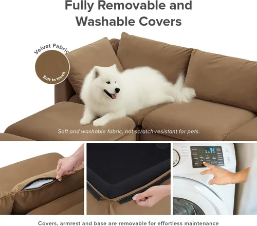 Vista 5 de mopio Sofá Seccional Modular de Gran Tamaño con Fundas Completamente Extraíbles y Almacenamiento, Convertible en Forma de U, en Forma de L