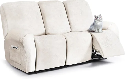 Vista 86 de ANARACHON Fundas para sillas reclinables con aspecto de cuero, funda elástica de 4 piezas, funda suave para silla reclinable, protector de muebles