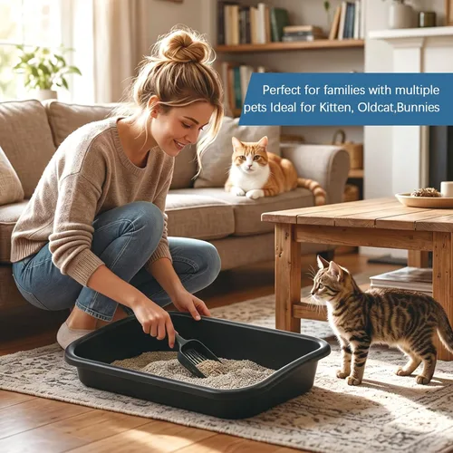 Vista 7 de Uiifan 3 cajas de arena extra grandes para gatos de entrada baja para gatos mayores, caja de arena abierta para gatos mayores, discapacitados, gatos