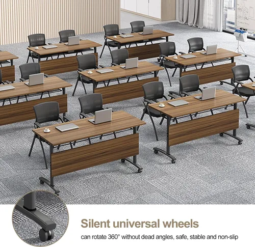 Vista 7 de Mesa de conferencias plegable, mesas de sala de conferencias con ruedas, mesa rectangular grande y plegable para reuniones de 6 a 12 personas, mesa