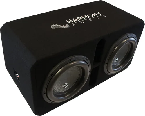 Vista 4 de Harmony Audio HA-ML2X12D1 - Subwoofer universal de la serie Monolith, dual de 12 pulgadas, 3000W RMS, 1 Ohm, con cajón ventilado y cargado