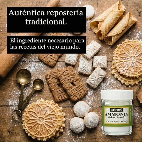 Vista 4 de Krinos Amoníaco - Polvo de hornear para pastelería crujiente, 0.8 oz