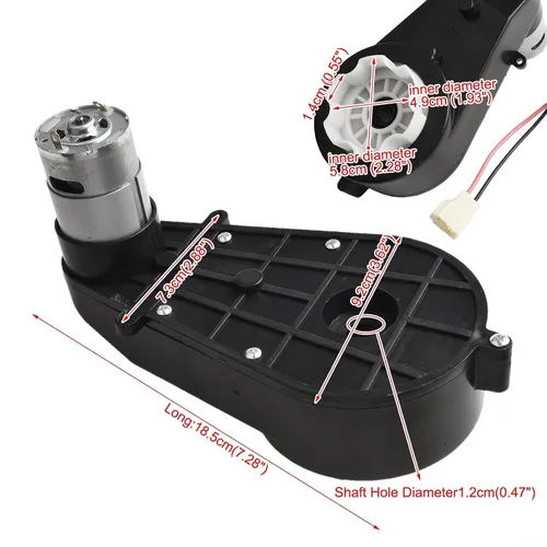 Vista 8 de Caja de cambios de motor de CC de alto par de 24 V, 550 y 20000 rpm, pieza de repuesto de transmisión de vehículo eléctrico con conectores de cable