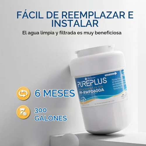 Vista 8 de PUREPLUS Filtro de agua para refrigerador RWF0600A para GE MWF, paquete
