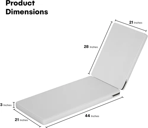 Vista 3 de Chaise Lounge - Cojines para muebles de patio al aire libre Cojines para sillas de patio resistentes al agua de 72 x 21 pulgadas Cojines Gris