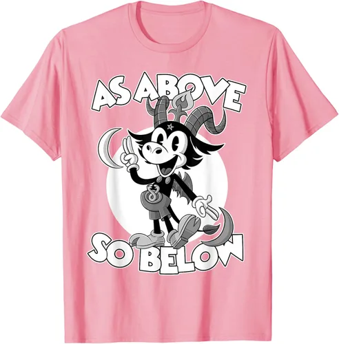 Vista 59 de Camiseta de dibujos animados retro de Baphomet Pagan As Above So Below, Negro, S
