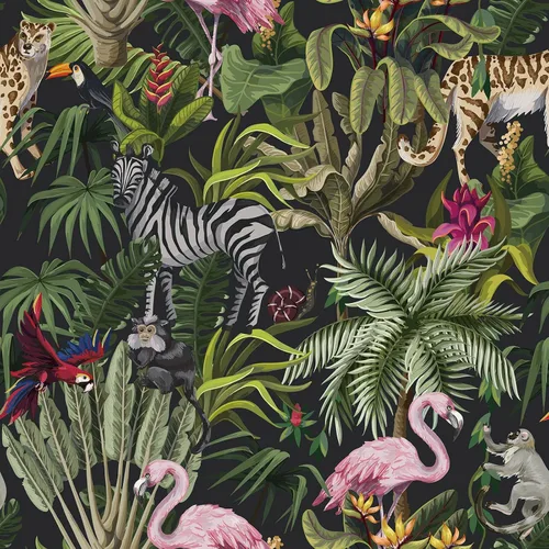 Vista 11 de CRE8TIVE Papel tapiz de animales de tigre y leopardo, hojas exóticas de selva tropical, papel tapiz de despegar y pegar, papel tapiz de 12 x 118