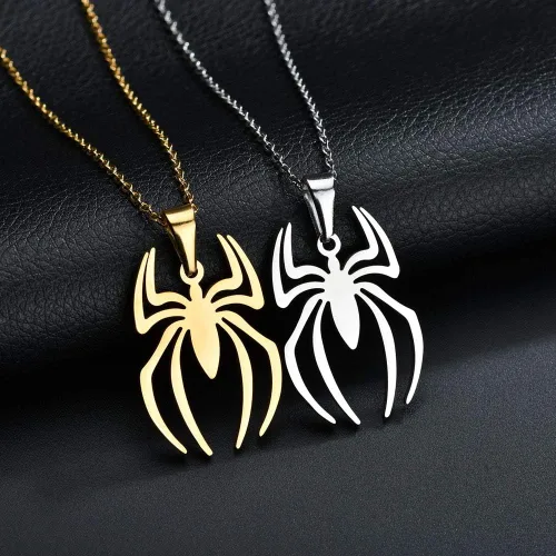 Vista 3 de RZCXBS Collar con colgante de araña de acero inoxidable ligero con dije de Spiderman joyería para niños mujeres niños y niñas Metal