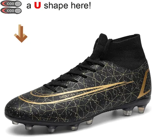 Vista 2 de Botas de fútbol Hightop para hombre zapatos deportivos para exteriores zapatos de fútbol de césped picos para interiores y jóvenes