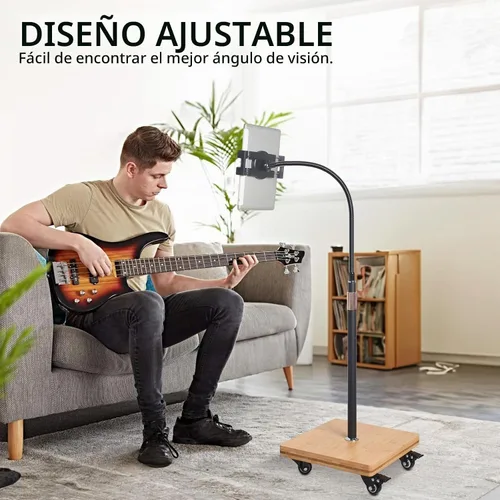 Vista 5 de wishacc Soporte de Piso para Tableta para Cama - Soporte de Tableta con Cuello de Cisne con Altura Ajustable y 4 Ruedas, Compatible con iPad mini